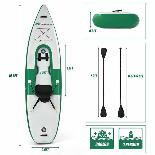 1 Person Blow Up Inflatable Fishing Tandem Kayak Canoe - Aroflit
