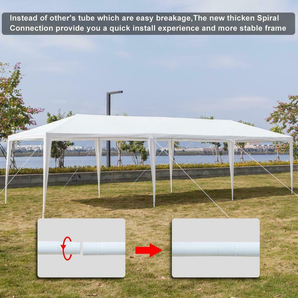 10' by 30' Portable White Party Canopy Tent - Waterproof & Easy Setup - Aroflit