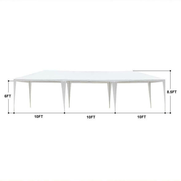 10' by 30' Portable White Party Canopy Tent - Waterproof & Easy Setup - Aroflit
