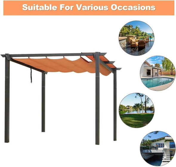 10’ x 10’ Retractable Outdoor Pergola with Weatherproof Canopy - Aroflit