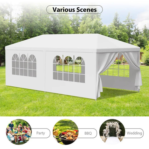 10 x 20' Outdoor Gazebo Party Tent with 6 Side Walls, UV - Resistant - Aroflit