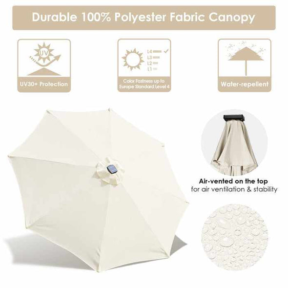 10FT Outdoor White Patio Table Umbrella With LED Lights - Aroflit