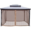 10x10' Hardtop Patio Gazebo – Aluminum Frame w/ Curtains & Mesh - Aroflit