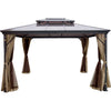 10x10' Hardtop Patio Gazebo – Aluminum Frame w/ Curtains & Mesh - Aroflit
