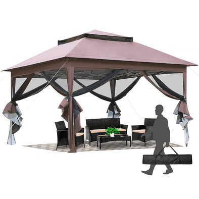 10x10 Portable Garden Backyard Pop - Up Covered Gazebo - Aroflit