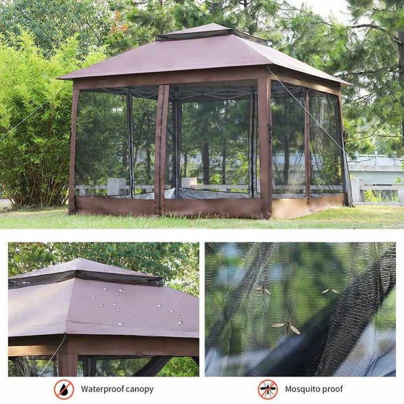10x10 Portable Garden Backyard Pop - Up Covered Gazebo - Aroflit