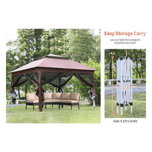 10x10 Portable Garden Backyard Pop - Up Covered Gazebo - Aroflit