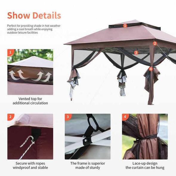 10x10 Portable Garden Backyard Pop - Up Covered Gazebo - Aroflit