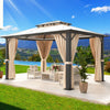 10'x13' PVC Roof Gazebo - Aluminum Frame, Double Roof & Privacy Curtains - Aroflit