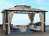 10'x13' PVC Roof Gazebo - Aluminum Frame, Double Roof & Privacy Curtains - Aroflit