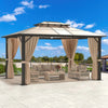 10'x13' PVC Roof Gazebo - Aluminum Frame, Double Roof & Privacy Curtains - Aroflit