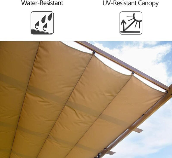 10'x13' Retractable Wall - Mounted Pergola with Adjustable Canopy - Aroflit