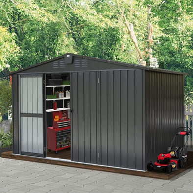 10'x8' Metal Storage Shed – Spacious, Lockable, Durable Outdoor Solution - Aroflit