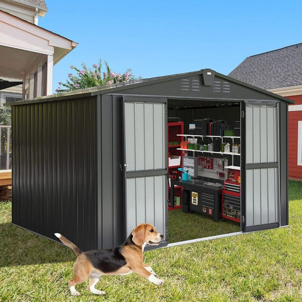 10'x8' Metal Storage Shed – Spacious, Lockable, Durable Outdoor Solution - Aroflit