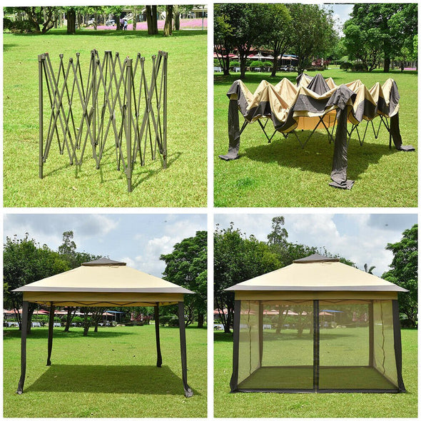11x11ft Pop - Up Gazebo Tent with Mesh Sidewalls for Outdoor Protection - Aroflit