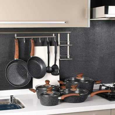 12 - Piece Granite Non - Stick Pots and Pans Set, Versatile Cookware - Aroflit