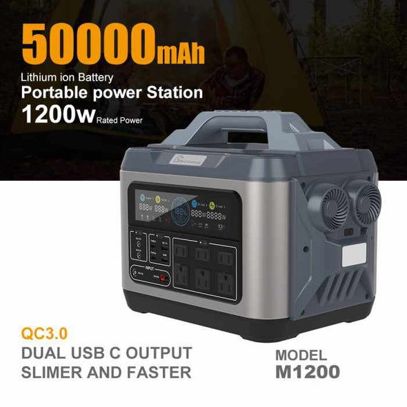 1200W Portable Power Station wih 200W Solar Panel - Aroflit