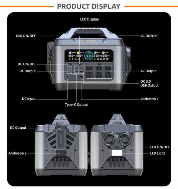 1200W Portable Power Station wih 200W Solar Panel - Aroflit