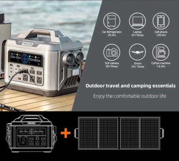 1200W Portable Power Station wih 200W Solar Panel - Aroflit