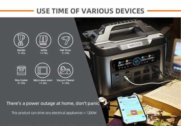 1200W Portable Power Station wih 200W Solar Panel - Aroflit