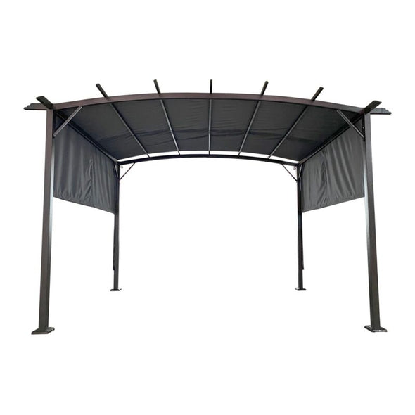 12x9 Ft Retractable Steel Pergola with Canopy for Patio or Outdoor Shade - Aroflit