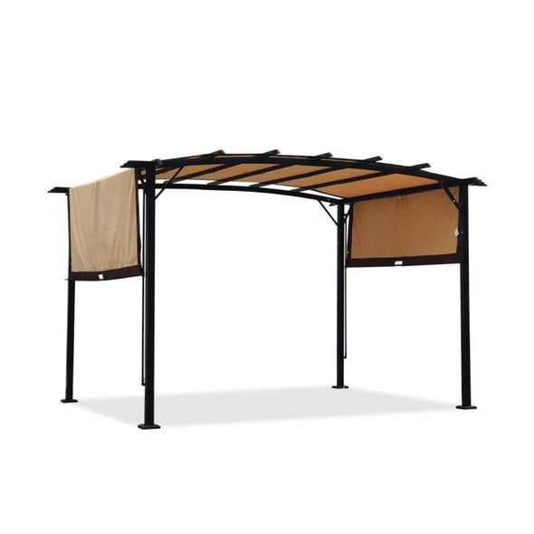 12x9 Ft Retractable Steel Pergola with Canopy for Patio or Outdoor Shade - Aroflit