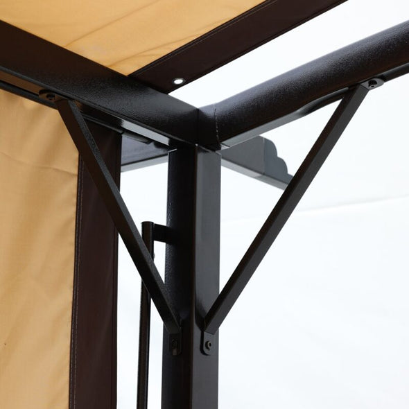 12x9 Ft Retractable Steel Pergola with Canopy for Patio or Outdoor Shade - Aroflit