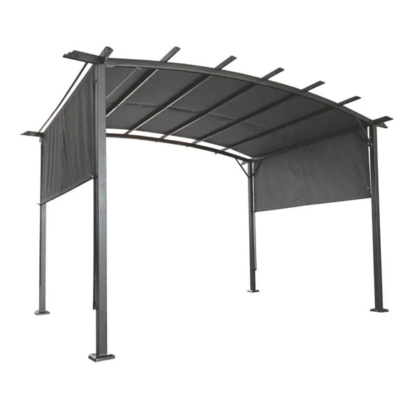 12x9 Ft Retractable Steel Pergola with Canopy for Patio or Outdoor Shade - Aroflit