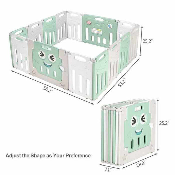 14 Panels Portable Baby Playpen Yards-Aroflit
