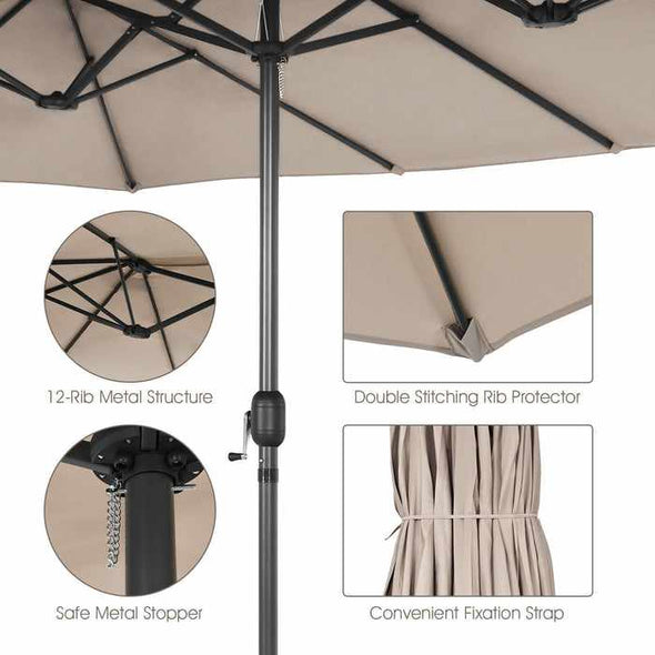 15FT Large Outdoor Patio Beach Umbrella - Aroflit