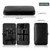 18 pcs Men’s Pedicure Manicure Set Leather Black Gift - Aroflit