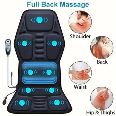 Full Back Massager with Heat, 9 Vibration Motors & Adjustable Support