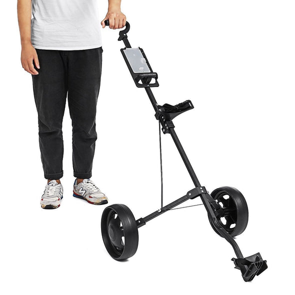 Golf Walking Push Cart, Lightweight Foldable Bag Carrier with Storage