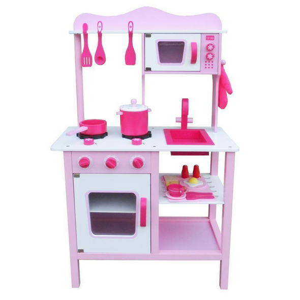 Premium Kids Pretend Play Kitchen Cooking Set with Microwave & Sink