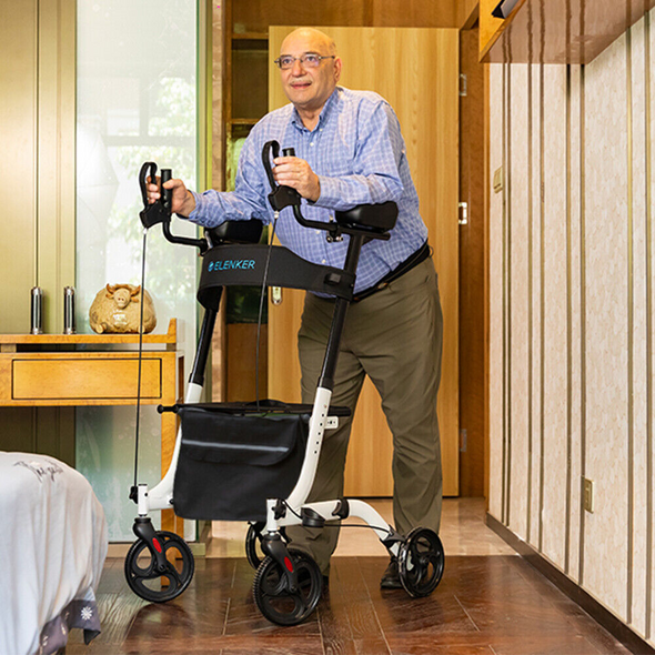 Senior Safety Stand-Up Rollator Walker with Armrests - Comfortable Mobility
