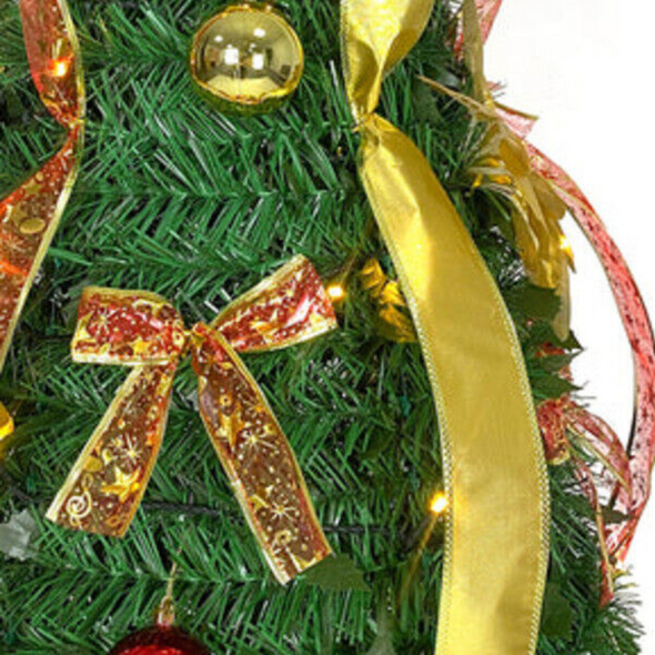 Decorated Collapsible Pop-Up Lighted Christmas Tree 6FT, Pre-Decorated
