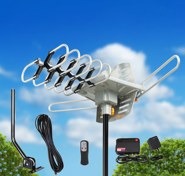 250 Miles HD TV Digital Antenna, 360° Rotating, Free 4K TV Channels