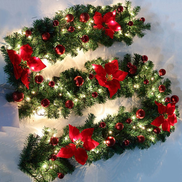 9 Ft Pre-Lit Indoor Outdoor Christmas Garland with LED Lights