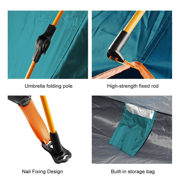 2 Person Camping Tent, Waterproof, Portable Automatic Pop - Up Tent - Aroflit