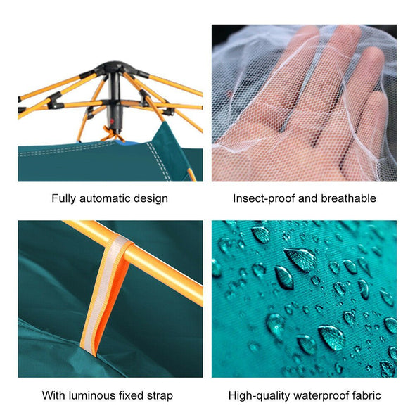 2 Person Camping Tent, Waterproof, Portable Automatic Pop - Up Tent - Aroflit