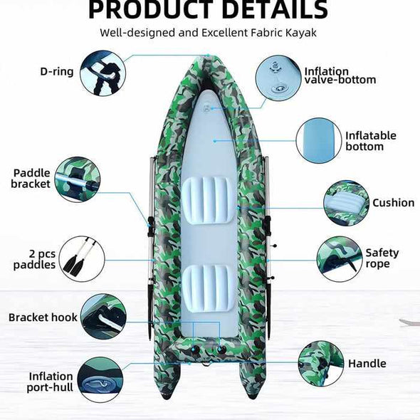 2 Person Inflatable Blow Up Raft Boat - Aroflit