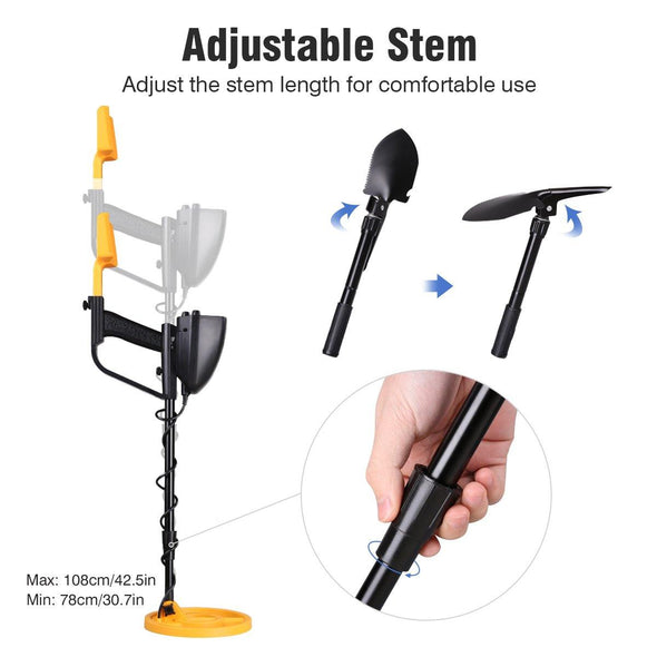 Mega Detector Gold Metal Detector with Shovel & Headphones for Kids