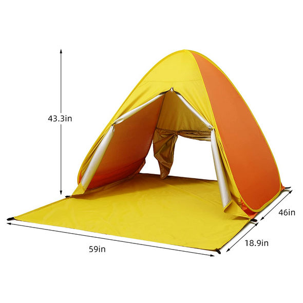 Family-Size Pop Up Beach Tent, Outdoor Sun Shelter Canopy for 5 People