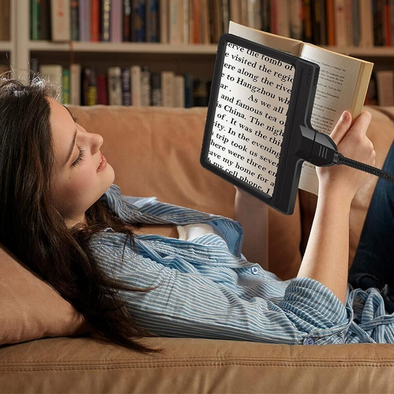 Full-Page 5X Magnifying Glass Floor Lamp with Adjustable LED Lighting