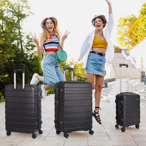 3-Piece Expandable Luggage Set with Wheels, 21", 26", 30" Suitcases