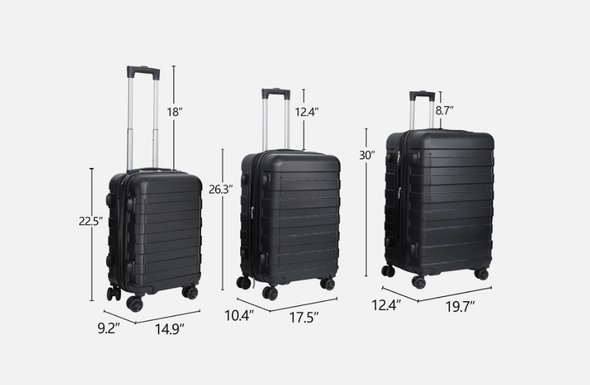 3-Piece Expandable Luggage Set with Wheels, 21", 26", 30" Suitcases