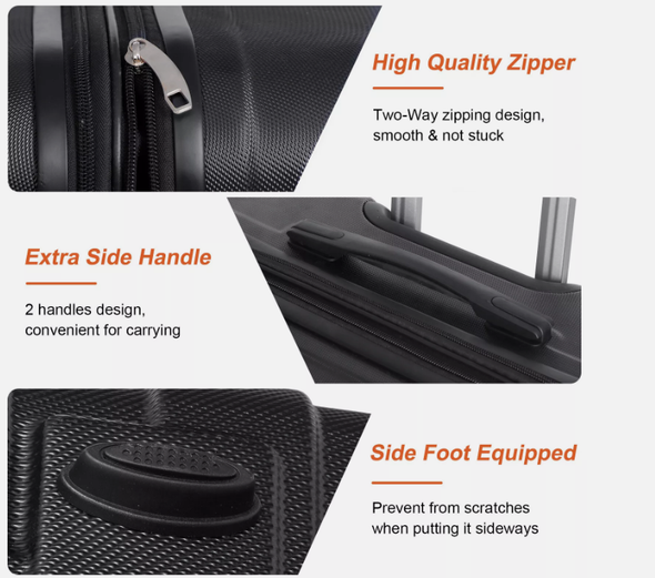 3-Piece Expandable Luggage Set with Wheels, 21", 26", 30" Suitcases
