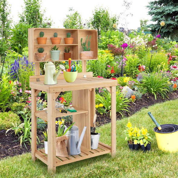 Outdoor Gardening Potting Workbench Table with Storage, Perfect