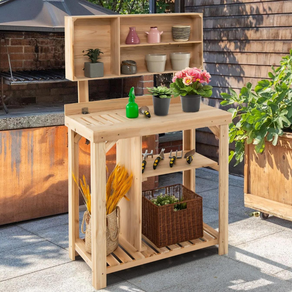Outdoor Gardening Potting Workbench Table with Storage, Perfect