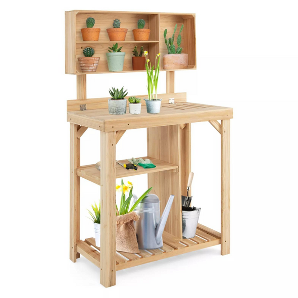 Outdoor Gardening Potting Workbench Table with Storage, Perfect